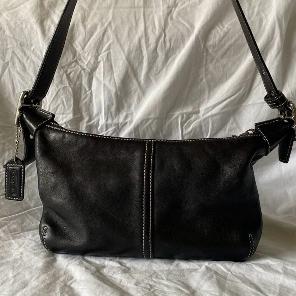 Coach Black Leather Zipper Closure Hobo Shoulder Bag Purse - Vintage